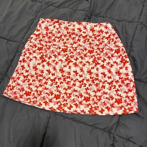 Floral Red and White Women's Skirt